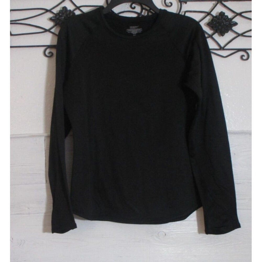 Cuddl Duds Climate Right Women's Knit Top Size M Long Sleeve Black Round Neck